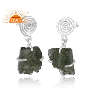 Pendiente colgante de piedras preciosas de moldavita Natural de Plata de Ley fina 925 para mujer, joyería para mujer, regalo para ella - Product Image 2