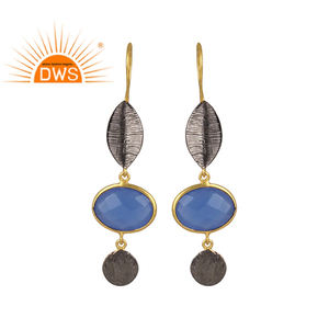 Pendientes colgantes de gota de moda chapados en oro de latón indio con textura, joyería para mujer, regalo para su colección clásica - Product Image 1