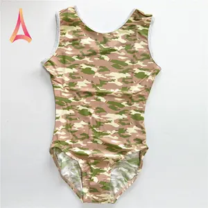 Promosyon satış kamuflaj baskı Leotard kızlar jimnastik Leotard