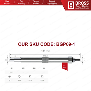 BGP69-1 4 Pieces <b>Heater</b> Glow <b>Plug</b> 12 Volt for Per.ki.ns 2666A016 1103 1104 1106 - Product Image 4