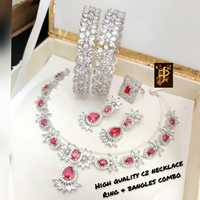 Collier, boucles d'oreilles, bracelets et bagues combinés, pour jolies femmes, création en inde, bijoux de shopping, nouvelle collection