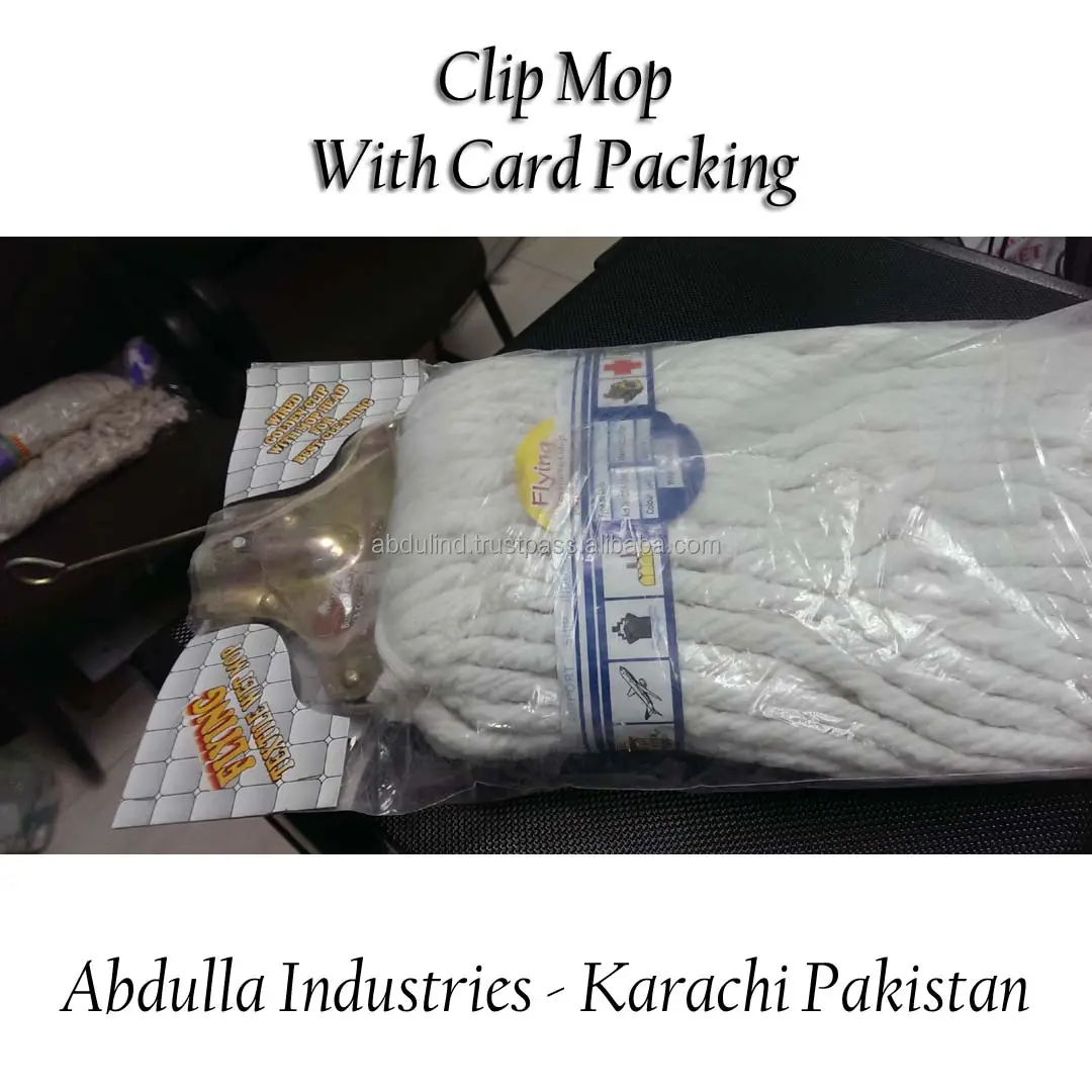 Clip Mopp mit spezielle Karte Verpackung in Baumwolle Mops / Galvaniozed Stahl Metall Clip Buchse Mopp