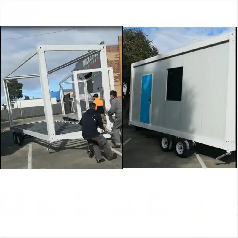 one bedroom knock down Movable Portable Modular Pre fabricated panel tiny house container trailer home