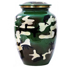 Urnas de cremación para adultos de latón clásicas de alta calidad con hermoso color verde y acabado de peltre en tiras. - Product Image 1