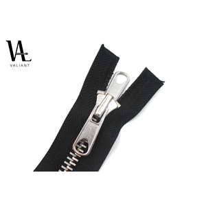 Chaîne longue en argent brillant avec double tirette, fermeture éclair en métal pour vêtement, vente en gros, 3 #5 #8 #10 - Product Image 1