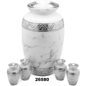 Urna de cremación de Metal y mármol blanco para cenizas, con juego de 4 urna de recuerdo - Product Image 1