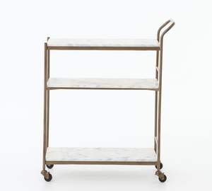 Luxury Rectangular Hotel <b>Bar</b> <b>Cart</b> Trolley White Marble Steel Pattern Kitchen Dining Room Living Room Home <b>Bar</b> Laundry - Product Image 2