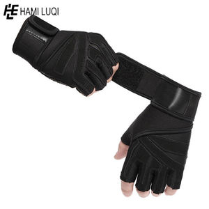 Guantes de cuero personalizados para gimnasio, manoplas largas para levantamiento de pesas, Unisex - Product Image 4