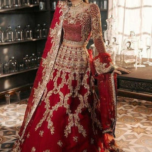 Vestido de novia con cuentas de cristal, elegante, nuevo, pesado, Koti, con Lehenga, embellecido, trabajo de piedra para boda = 2021 - Product Image 1