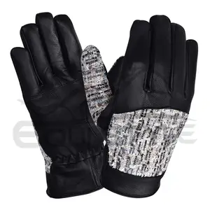 黑色真皮手套定制款式背部涤纶XXL冬季手套高品质柔软保暖男士时尚手套