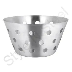 Stainless Steel Factory Supplier Dinner Table Set Fruit Salad Mixing Bowls Serving Bowl Bread Basket