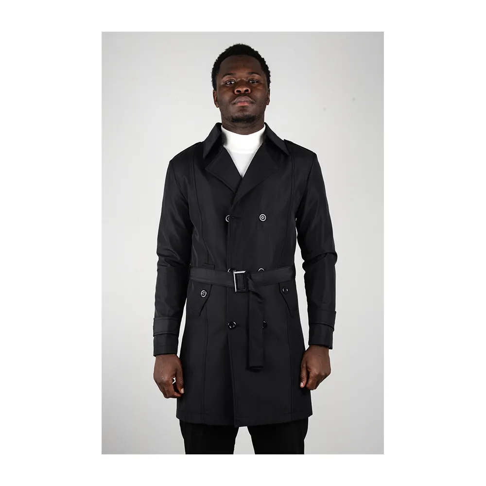 Top Seller Maserto Slim Fit Men's Black Trench Coat Wholesale Product - The Most Preferred Men's Trench Coat