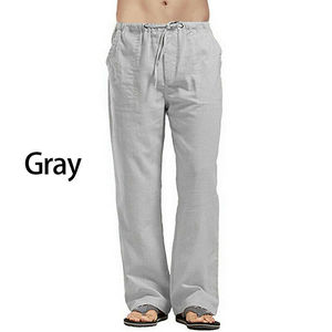Straight Cotton Linen <b>Trousers</b> Beach Pants for Men Custom Made with High Quality Material Custom Logos and Patches Available - Product Image 3