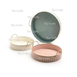 Ensemble de 2 plateaux de service en chocolat de tailles différentes, couleur or métallique, vaisselle de haute qualité, plateau de service alimentaire pour la maison - Product Image 6