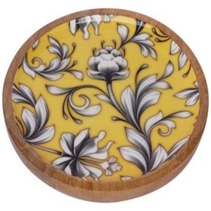 Ensaladera de madera de resina epoxi pulida, madera de acacia de Mango con acabado marfil, pegatina esmaltada, producto artesanal Natural estampado - Product Image 1