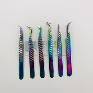 Pince à cils personnalisée professionnelle de haute qualité droite pointue arc-en-ciel Multi Plasma Volume durable en acier inoxydable - Product Image 4
