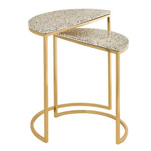 Modern Half Moon Simple Metal Marble <b>Side</b> <b>Table</b> Contemporary Home Furniture for Living Room & Bedroom Elegant Coffee <b>Sofa</b> <b>Tables</b> - Product Image 2