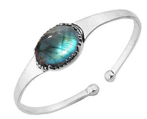 Classic Design Natural Blue Fire Labradorite Gemstone Bangle <b>Solid</b> 925 Sterling <b>Silver</b> Jewelry Bangles Supplier & Manufacturer - Product Image 2