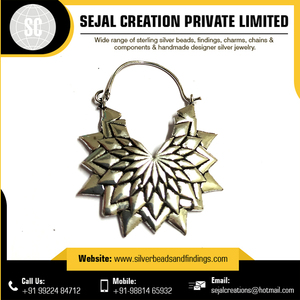 Boucles d'oreilles tribales en argent sterling 925 à la mode tribale avec perles à motif de fleurs - Product Image 2