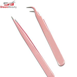 Pinzas de pestañas de acero inoxidable para mujer, pinzas de extensión de pestañas de volumen hechas a mano - Product Image 5