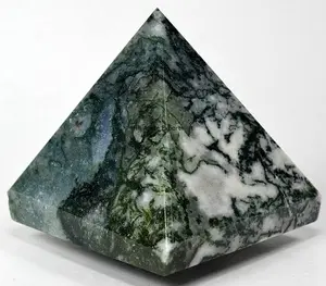 Atacado Pedra Natural Melhor qualidade Preço Barato Ágata Musgo Verde Gemstone Energia Pirâmide a Preço de Fábrica