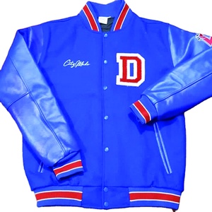 เสื้อแจ็กเก็ตเบสบอลสำหรับผู้ชาย,ทำจากปากีสถานปลอกหนังขนแกะปรับแต่งได้ตามต้องการพร้อมแผ่นปิดช่อง - Product Image 2