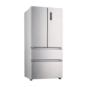 Aprovação de 558l ce resistente da geladeira, display led, sem congelamento, porta francesa, preta, aço inoxidável, geladeira