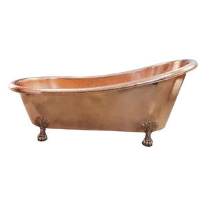 Bañera de cobre de remojo independiente de alta calidad con elegante desbordamiento de baño de pies para uso en el baño - Product Image 1