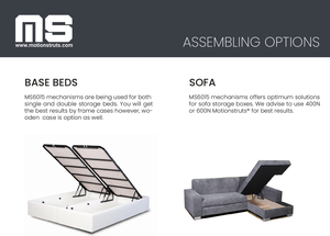 ชุดอุปกรณ์กลไกเตียงยกเก็บของ รุ่น MS6015 พร้อมบานพับและโช้คอัพแก๊ส สำหรับเตียงยกแบบแพลตฟอร์ม ผลิตในตุรกี ทำจากเหล็กทาสีดำ - Product Image 6