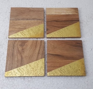 Posavasos de latón y madera con diseño de flores, conjunto de accesorios de regalo, caja OEM personalizada clásica, 6 uds. - Product Image 6