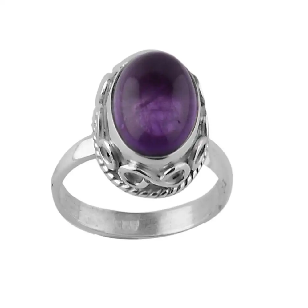 Фиолетовый аметист 925 стерлингового серебра кольца с окисленной отделкой, бестселлер, богемные ювелирные изделия ручной работы в стиле ремесленников оптом