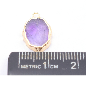 Amatista de 14 a 16 mm con Argolla, Forma Ovalada, Chapado en Oro, para la Fabricación de Joyas - Product Image 4