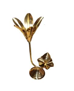 เชิงเทียนทองเหลืองทรงกลมสีทองขัดเงา - Product Image 1