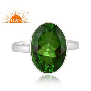 925สเตอริงเงินธรรมชาติคู่ชุบโครเมียมไดออพไซด์อัญมณีควอทซ์แหวนซ้อนกันได้สำหรับผู้หญิงเครื่องประดับ - Product Image 2