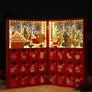 Rouge <span class=keywords><strong>Calendrier</strong></span> <span class=keywords><strong>De</strong></span> <span class=keywords><strong>L</strong></span>'<span class=keywords><strong>avent</strong></span> En <span class=keywords><strong>Bois</strong></span> <span class=keywords><strong>De</strong></span> Noë<span class=keywords><strong>l</strong></span> Éclairé <span class=keywords><strong>Livre</strong></span> Peint À La Main <span class=keywords><strong>De</strong></span> Noë<span class=keywords><strong>l</strong></span> 24 Tiroirs Compte À Rebours pour Noë<span class=keywords><strong>l</strong></span> - Product Image 3