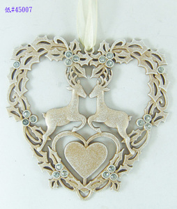 HIGH QUALITY <b>WEDDING</b> DECORATION HEART SHAPE FLOWER ZINC ALLOY ORNAMENT with OPTIONAL <b>RIBBON</b> CN/GUA Model 45007BGN9 - Product Image 2