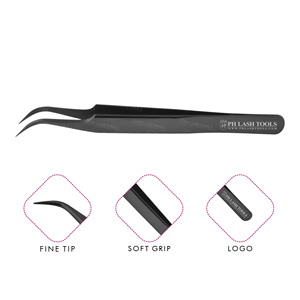 Black Strong Curved Classic Tweezer for Eyelash Extensions Private Label, Heavy Duty Stainless Steel Eyelash Extension Tweezer - Product Image 1