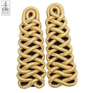 Planchas de hombro de algodón y PVC duraderas OEM, cordón trenzado metálico dorado para uniforme, insignias de hombro de alta calidad - Product Image 2