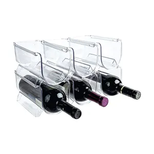 Stackable Wine Rack for Kitchen Countertops Pantry Fridge Bars Acrylic Free Standing Wine Shelf Holds Beer Pop Soda Cans