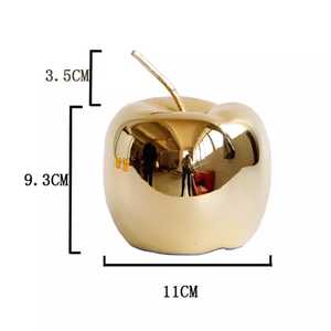 Nuevo diseño 2023 hermosa decoración del hogar de lujo europeo adornos de manzana de metal plateado dorado - Product Image 3