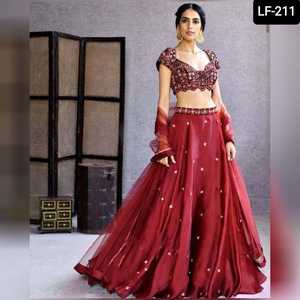 Lehenga Choli-ropa de seda satinada para mujer, ropa de fiesta étnica india, traje de Salwar Kameez - Product Image 3