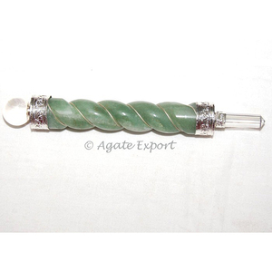 Vente en gros de baguette de guérison en cristal naturel poli vert jade sculpté bâtons de pierres précieuses - Product Image 1