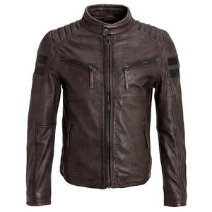 Grossiste hommes D'agneau Véritable bomber Veste En Cuir avec Deux Poches Avant À Glissière - Product Image 3