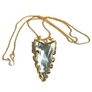 Aqua <b>Glass</b> Arrowheads Electroplated Necklace Natural - Product Image 1