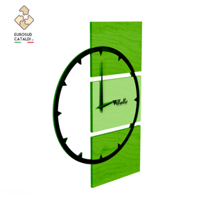Bellissimo orologio da parete italiano in legno di betulla naturale 12mm, di grandi dimensioni con intarsio circolare nel legno. - Product Image 5