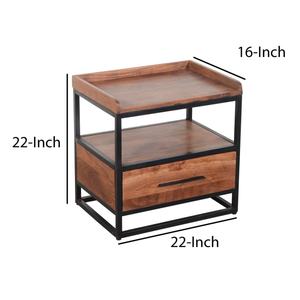 Modern Industrial Design Solid Wood Furniture <b>Iron</b> & Wooden Nightstand <b>Table</b> for Hall & School for Living Room Decoration - Product Image 3