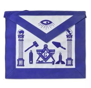 Delantal de Master masónico, herramientas bordadas a mano, azul real, venta al por mayor - Product Image 1