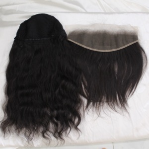 Perruque indienne brute transparente de haute qualité 100% avec fermeture nouée à la main de taille 13x4 13x6 de Style vague profonde lâche pour les femmes - Product Image 6