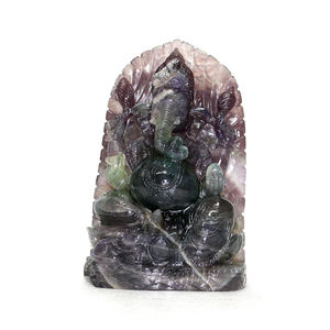 Hermosa figura de estatua de Lord Ganesha hecha a mano, Piedras Naturales de fluorita, piedras preciosas semipreciosas, talla artesanal - Product Image 5