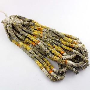 Coszcalt Exporte Bumble Bee jaspe Ombré Lisse Jaune Vert Carré Heishi Forme Perles De Pierres Précieuses - Product Image 6